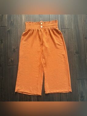 Messini Rust Orange Cropped Palazzo Wide Leg Pants S